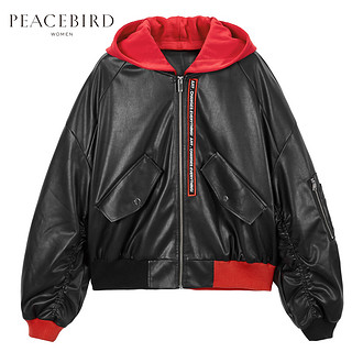  PEACEBIRD 太平鸟 AWBB81106 连帽拼接飞行员夹克