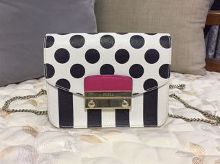 furla芙拉 julia 波点黑白点链条包斜挎包
