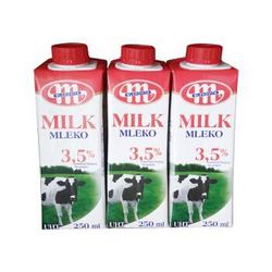 波兰 进口牛奶 妙可（Mlekovita）全脂牛奶250ml*12盒 *14件