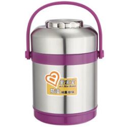 爱家宝 多功能防溢保温桶 1400ml 304不锈钢 紫色 *2件