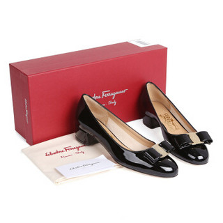 Salvatore Ferragamo 菲拉格慕 VARA 1系列 0591964 女士蝴蝶结粗跟鞋 黑色 5.5/36 C 