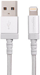 AmazonBasics 亚马逊倍思 苹果MFi认证的尼龙编织型Lightning兼容性电缆USB A数据线- 银色(6英尺/1.8米)