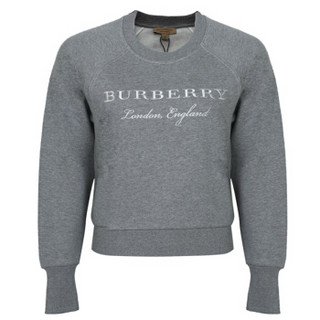 BURBERRY 巴宝莉 女士灰色棉质混纺字母绣花圆领长袖卫衣 40561721 XL 灰色