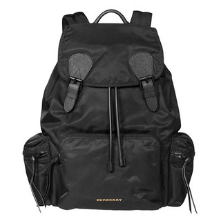 BURBERRY 博柏利 Rucksack 军旅尼龙双肩背包 大号 黑色 1050g 外面的口袋(拉链)*3 