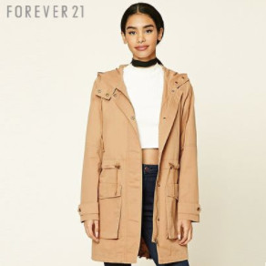 FOREVER 21 永远21 经典纯色全棉连帽大衣