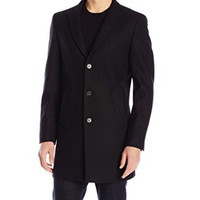 DKNY Denn 34 Inch 男款羊毛大衣 黑色