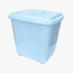 当当优品  40斤带滑轮塑料米桶 防虫防潮面粉桶 送量杯 蓝色