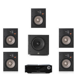 JBL Studio 2 6IW +哈曼卡顿AVR151S 音响 音箱 家庭影院 5.1声道 功放 嵌入式 吸顶喇叭 防潮 立体环绕声