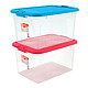 (国美自营)禧天龙 Citylong 塑料收纳箱整理箱大号环保衣物储物箱2个装透明红+透明蓝55L 6348