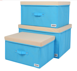 百草园分盖收纳箱整理箱 衣服杂物收纳盒储物箱 28L+40L+60L 3个装 蓝色 *3件
