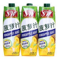 京东PLUS会员：S&W 优实 100%菠萝汁 NFC非浓缩还原果汁 1L*3盒 *6件