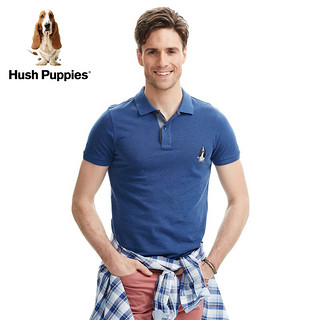 Hush Puppies 暇步士 PD-27321D 男士纯棉短袖POLO衫  中蓝 XXL 
