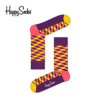 HappySocks 立体格纹 中性款中筒袜 黑色 41-46 