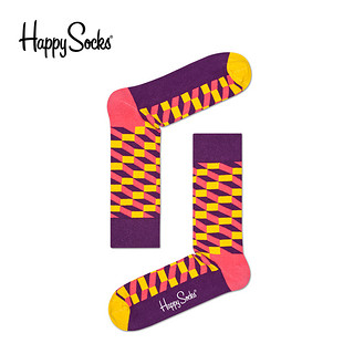 HappySocks 立体格纹 中性款中筒袜 紫色 36-40 