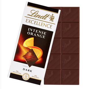 Lindt 瑞士莲 黑巧克力 特醇排装 香橙味  100g