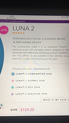 Foreo官网Luna 2洗脸刷目前在线8折售价159.2美金，可以叠加额外8折码