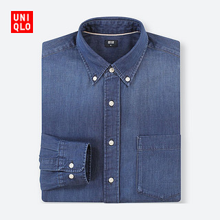 UNIQLO 优衣库 404399 男士牛仔衬衫 天灰色 M 