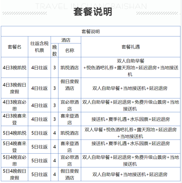 上海-长白山4-5天自由行 宿万达度假区酒店