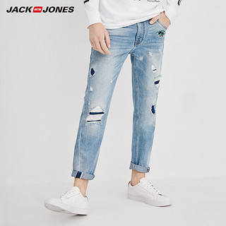 JackJones 杰克琼斯 218232501 男士破洞磨白牛仔裤