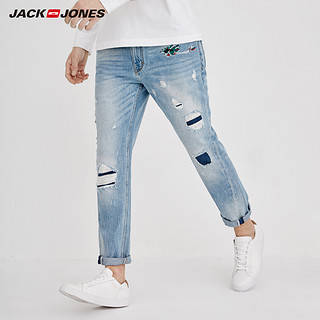 JackJones 杰克琼斯 218232501 男士破洞磨白牛仔裤