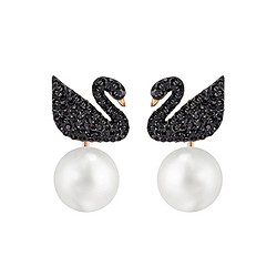 SWAROVSKI 施华洛世奇 5193949  Iconic Swan 黑天鹅耳钉  *3件