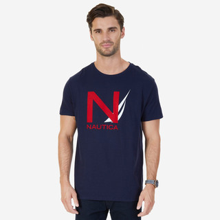 NAUTICA 诺帝卡 男士字母图案T恤