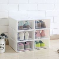 如诺 透明塑料整理鞋盒 蓝色6个装 30*21*12CM