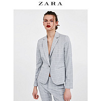 ZARA 02753030811 浅灰格纹修身西装 