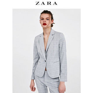 ZARA 02753030811 浅灰格纹修身西装 