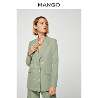 MANGO 21055675 莫代尔混纺双排扣外套 橙色 S 