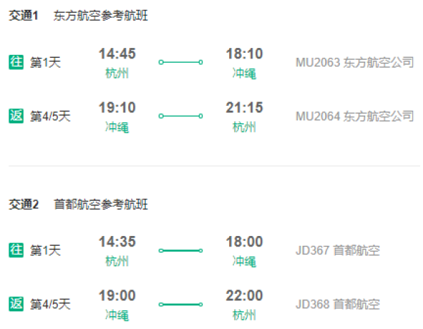 多航司 杭州/上海直飞日本冲绳4-5天往返含税(赠单次签+全程WIFI)
