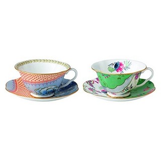 Wedgwood 韦奇伍德 Butterfly Bloom Tea Story 蓝色牡丹和小花 茶杯茶碟2件套 配有礼品盒
