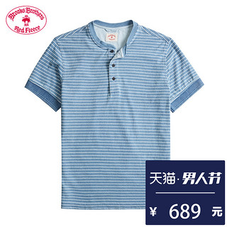 Brooks Brothers 1000045126 男士条纹亨利衫 藏青色 M *3件