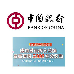 中国银行  “缤纷生活”APP积分兑多少送多少