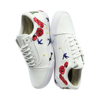  Vans 范斯 OLD SKOOL VN0A38G1T29 中性款帆布滑板鞋  39 白色彩色 