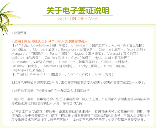 印度个人旅游电子签证