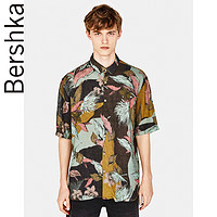 Bershka 00951966512 男士植物印花短袖衬衫  XS