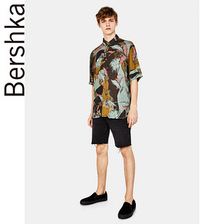 Bershka 00951966512 男士植物印花短袖衬衫  XS