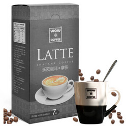 沃欧咖啡（wow coffee）经典拿铁即溶咖啡105g（15g*7条） 速溶系列 盒装 *3件