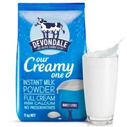 Devondale 德运 全脂高钙奶粉 1kg+ ￼￼Biale 高温灭菌半脱脂牛奶 1L*12盒*2件