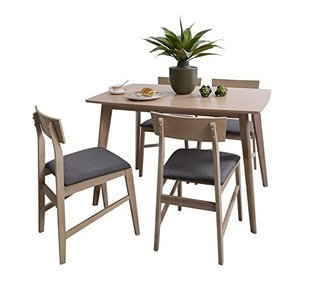 KUKA 顾家家居 PT1571 餐桌椅组合 原木色1.4米配一桌四椅