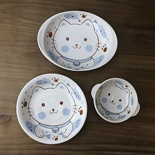美浓烧 陶瓷碗碟盘 卡通蓝猫5.5英寸