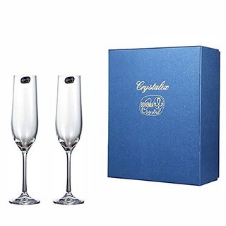 Crystalite Bohemia 波希米亚 香槟对杯 蓝色礼盒套装 DB40729/190