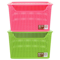 禧天龙Citylong 塑料收纳篮收纳筐滤水蓝筛桌面收纳篮储物篮有盖2个装