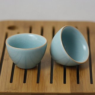 陶馨堂 台湾釉汝窑功夫茶具沉香品茗对杯 