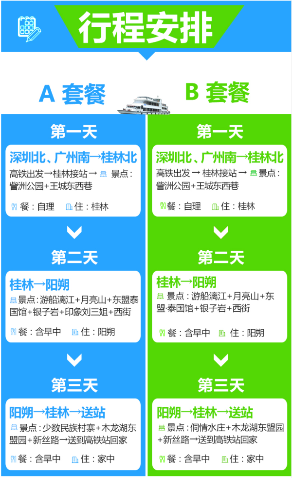 广州/深圳-广西桂林3日跟团游 高铁往返