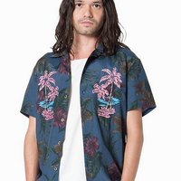 glamb Palm paradise Aloha 夏威夷 刺绣棕榈树 男士短袖衬衫