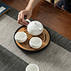 品茶过周末：洛威 陶瓷茶盘 8寸 黑陶/白瓷可选