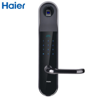 海尔(Haier)指纹锁 家用防盗门智能锁密码锁电子门锁 左开右开通用版 有天地钩 HL-33PF3 枪黑色