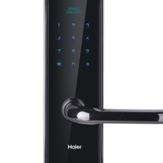 海尔(Haier)指纹锁 家用防盗门智能锁密码锁电子门锁 左开右开通用版 有天地钩 HL-33PF3 枪黑色